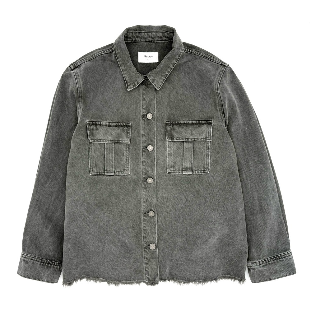 KanCan Washed Black/Gray Denim Jacket